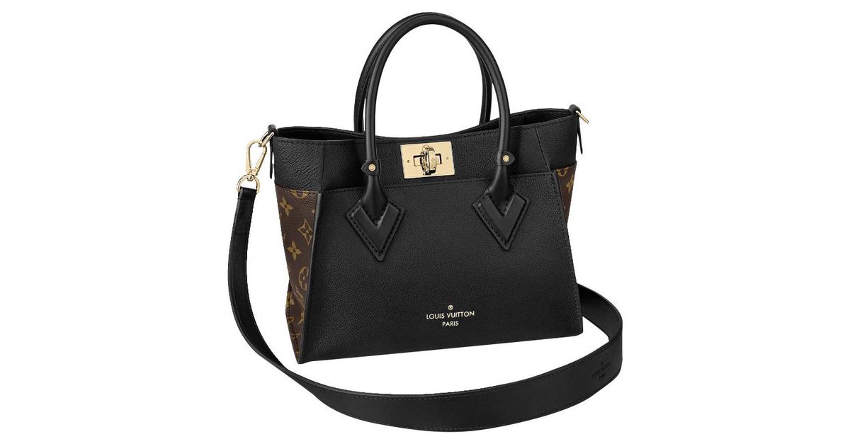 Louis+Vuitton+On+My+Side+Tote+PM+Black%2CBrown+Canvas%2CLeather+Monogram  for sale online