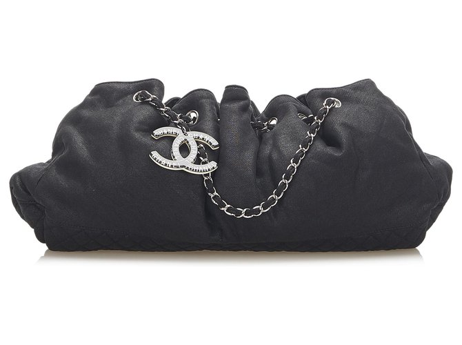 Chanel Black Melrose Cabas Cotton Shoulder Bag Cloth ref.JC285800