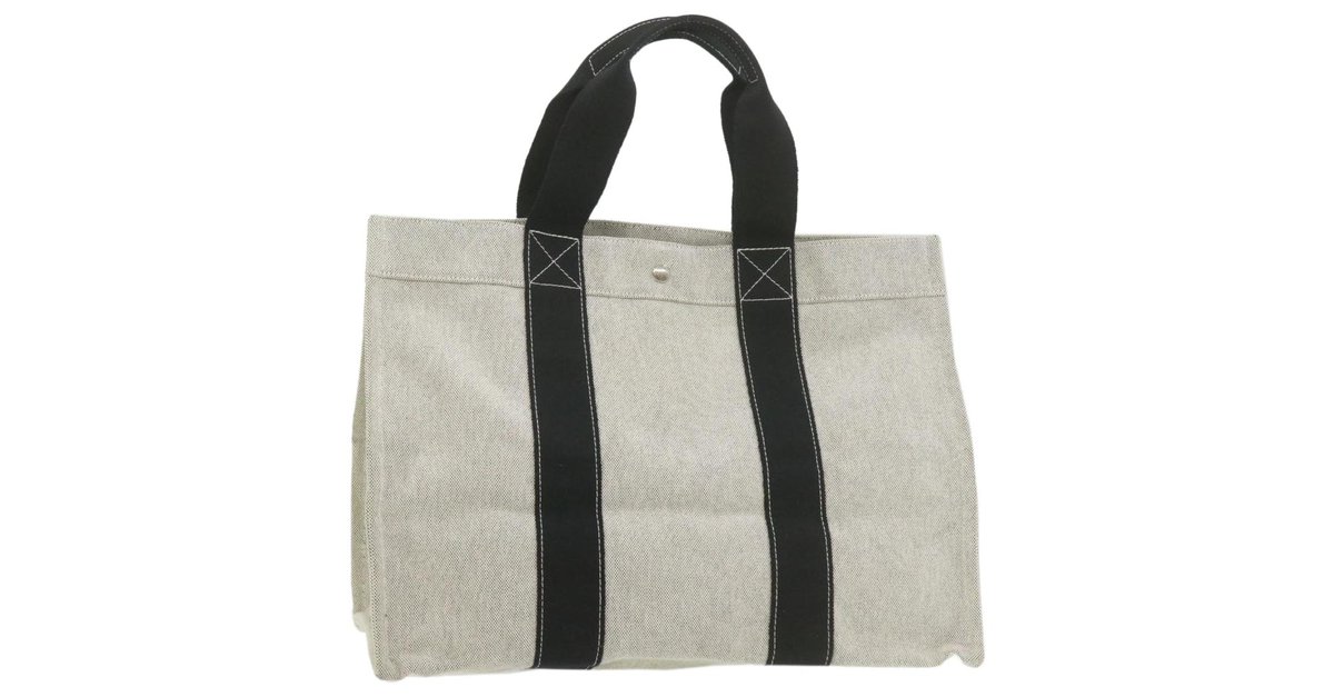 Hermes Hermès Herline Grey Canvas Tote Bag ()