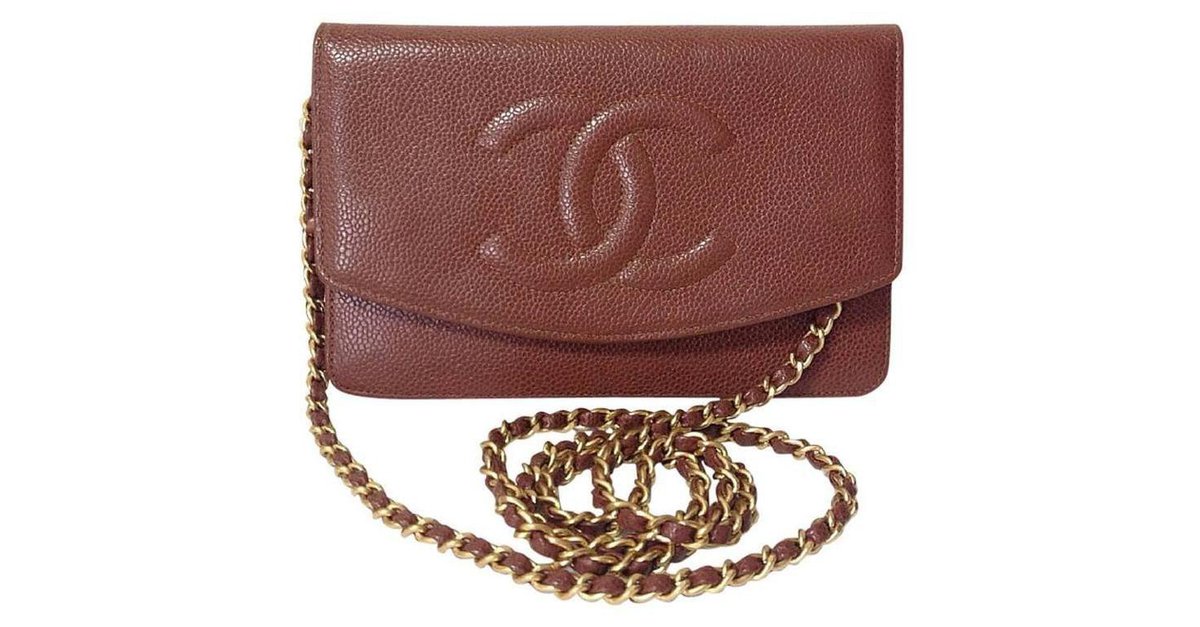 Wallet on chain chanel 19 leather handbag Chanel Brown in Leather - 25937294