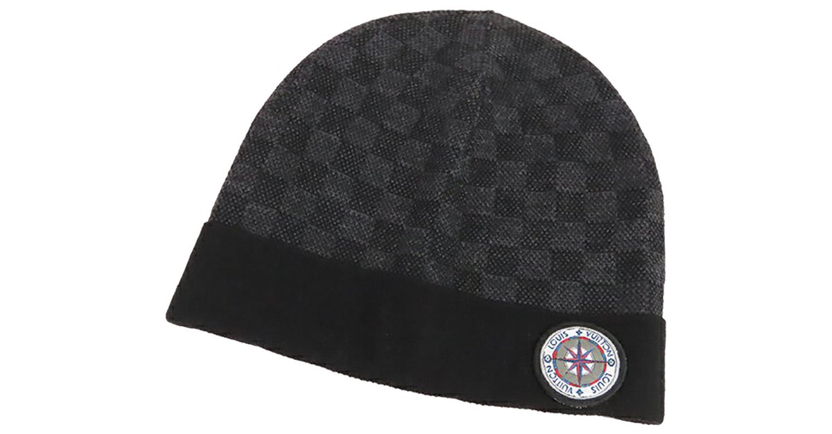 Louis Vuitton Louis Vuitton Petit Damier Graphite Compass Wool Beanie Hat