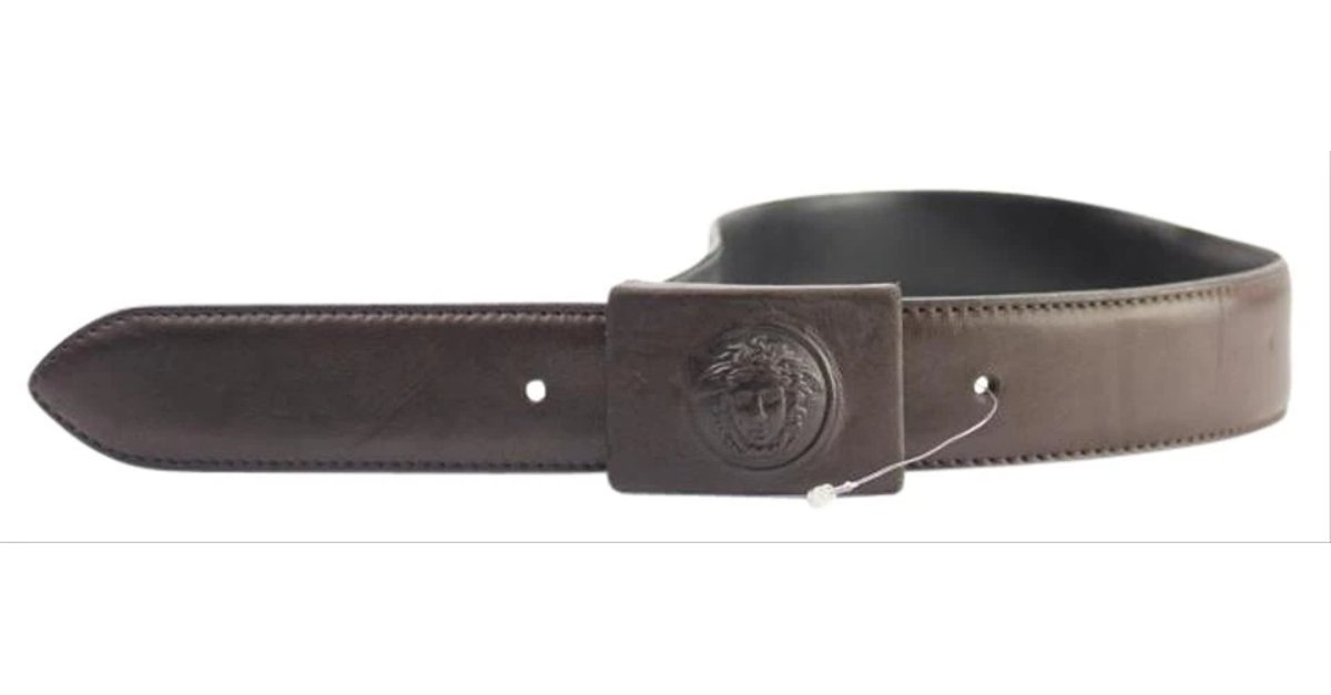 VERSACE BELT WITH T LOGO BUCKLE75 IN BLACK PATENT LEATHER BLACK