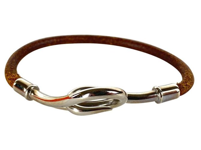 Bracelet en cuir à crochet géant Hermes marron