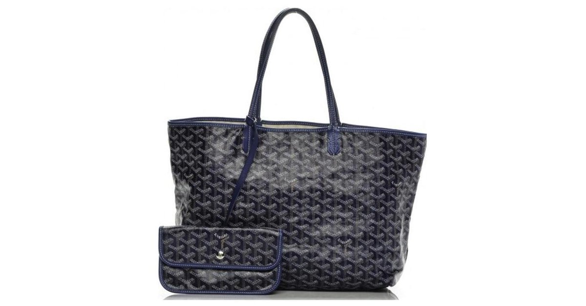 Goyard Navy Blue Chevron St Louis Tote Bag with Pouch Leather ref.293644 -  Joli Closet