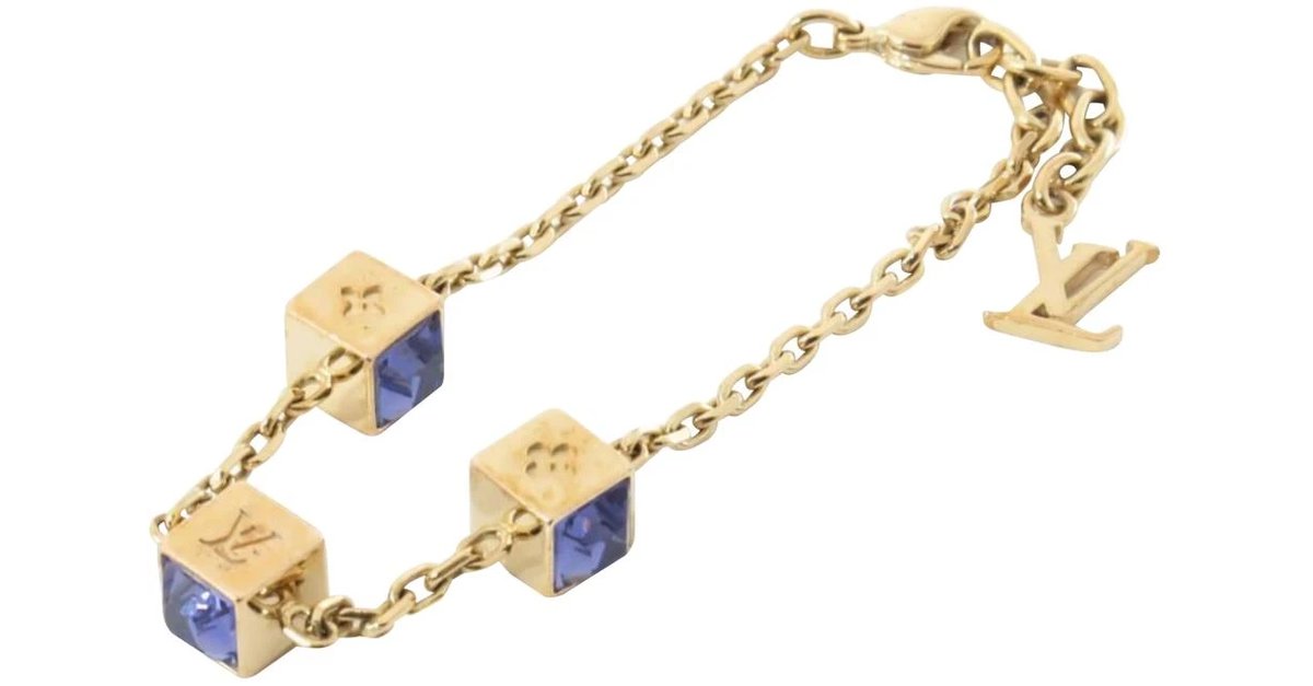 Louis Vuitton Gold Tone Gamble Monogram Dice Charm Bracelet LV