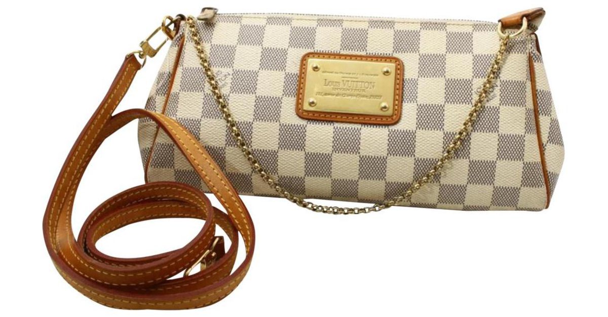 Louis Vuitton Women Pochette Eva Damier Azur Clutch Bag White