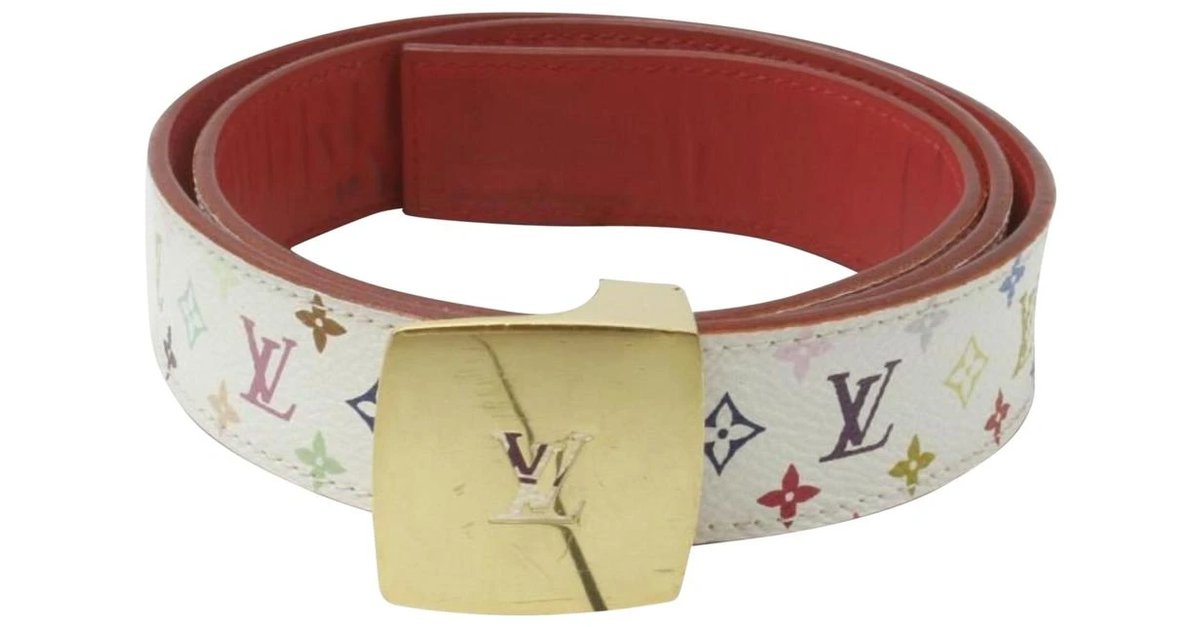 LV Cut Multicolore White Reversible Belt 85 cm