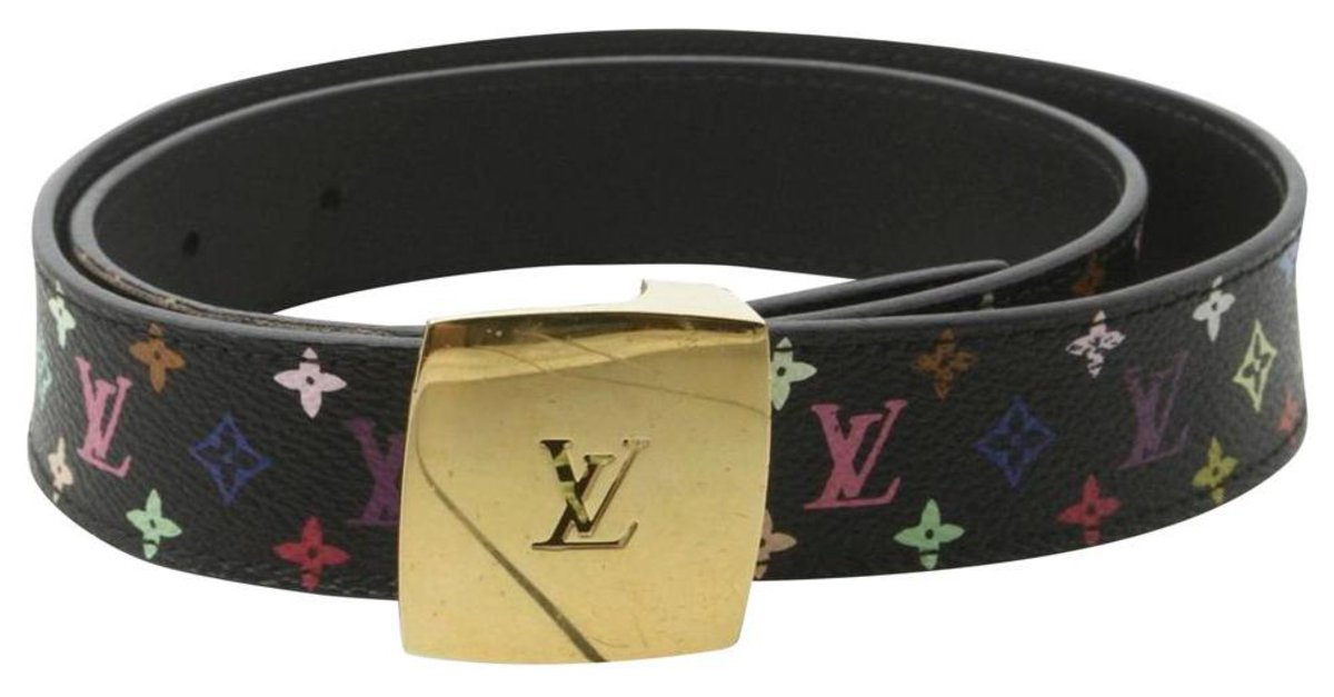 Louis Vuitton 75/30 Black Multicolor Monogram Ceinture Belt Leather  ref.293997 - Joli Closet