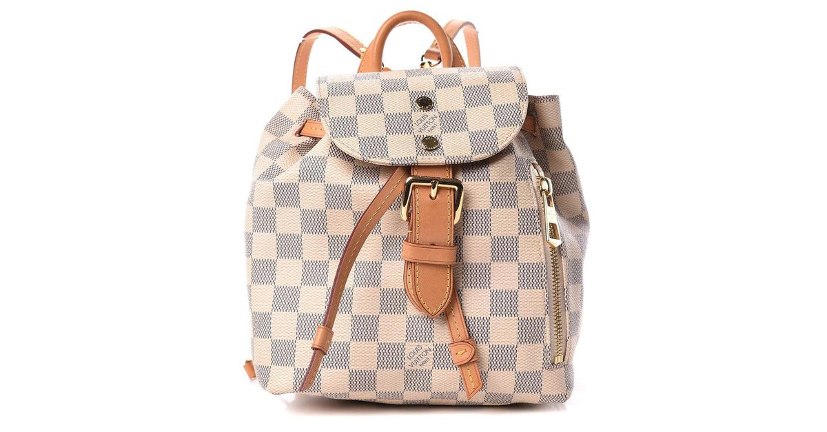 Louis Vuitton Damier Azur Sperone BB Mini Backpack Bookbag Leather  ref.294061 - Joli Closet