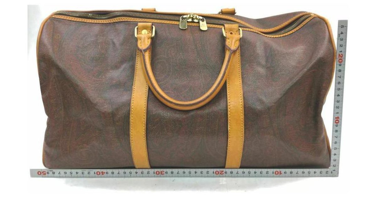 Etro Boston Bag handbag Brown PVC Travel Duffle - EXCELLENT