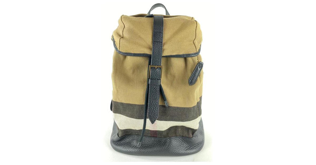 Burberry Beige Nova Check Drifton Backpack 13BUR1022 Leather ref