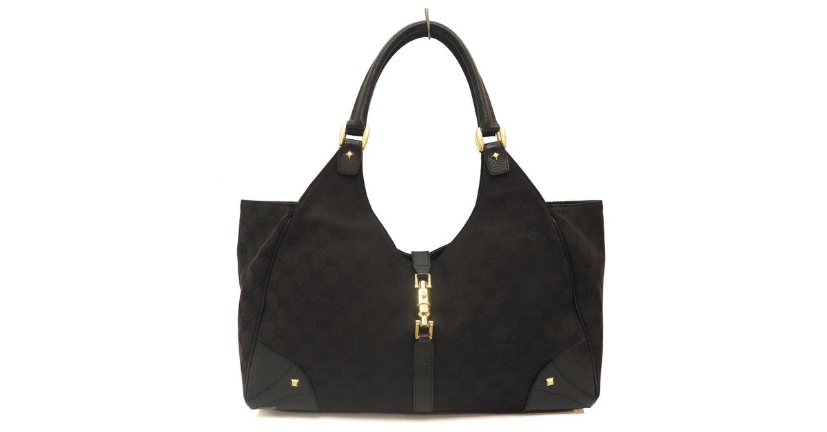 Gucci Black Monogram Canvas & Leather Corner Hobo Bag Cloth ref.656184 -  Joli Closet