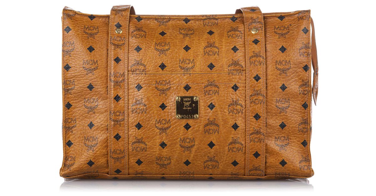 Vintage West Germany MCM Leather Cognac Shoulder Bag / 