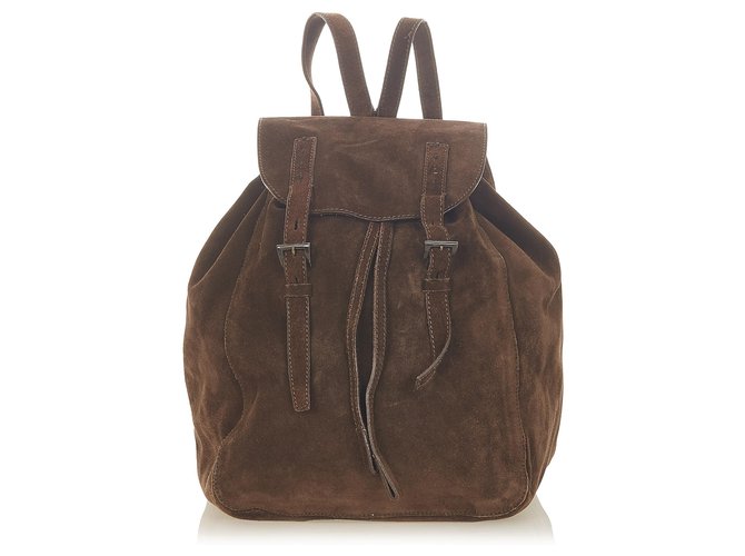 Prada Brown Scamosciato Backpack Suede Leather ref.296938