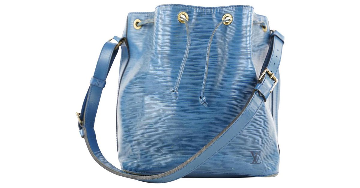 Louis Vuitton Blue Epi Leather Toledo Noe Petit Drawstring Bucket Hobo Bag  For Sale at 1stDibs