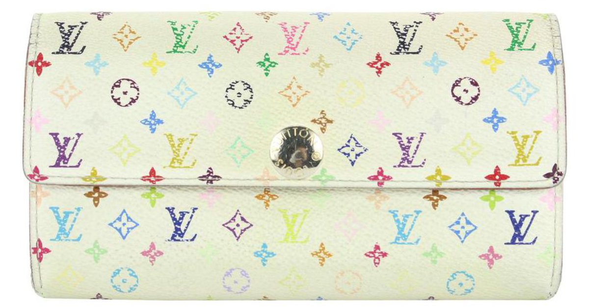 Louis Vuitton Monogram Multicolor Sarah Wallet Long White Tresor