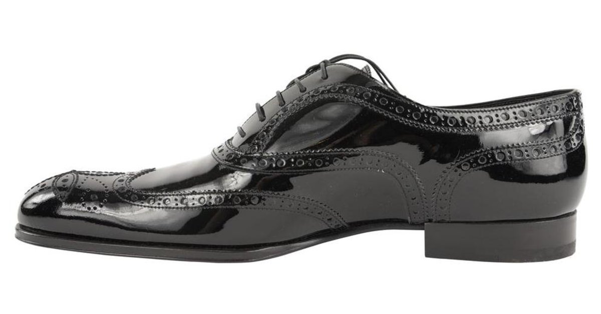 Louis Vuitton Men's Black Patent Derby Oxford Wing Tip Dress Shoes