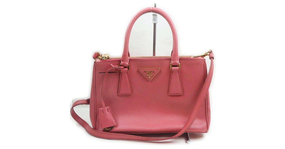 Prada White Saffiano Galleria Satchel Pink Leather Pony-style calfskin  ref.284650 - Joli Closet