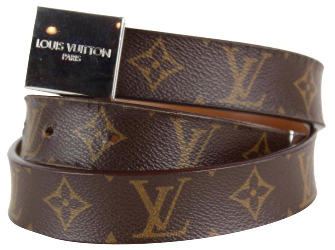 Louis Vuitton Rare Monogram Belt LV Logo 3lvs1214 Leather