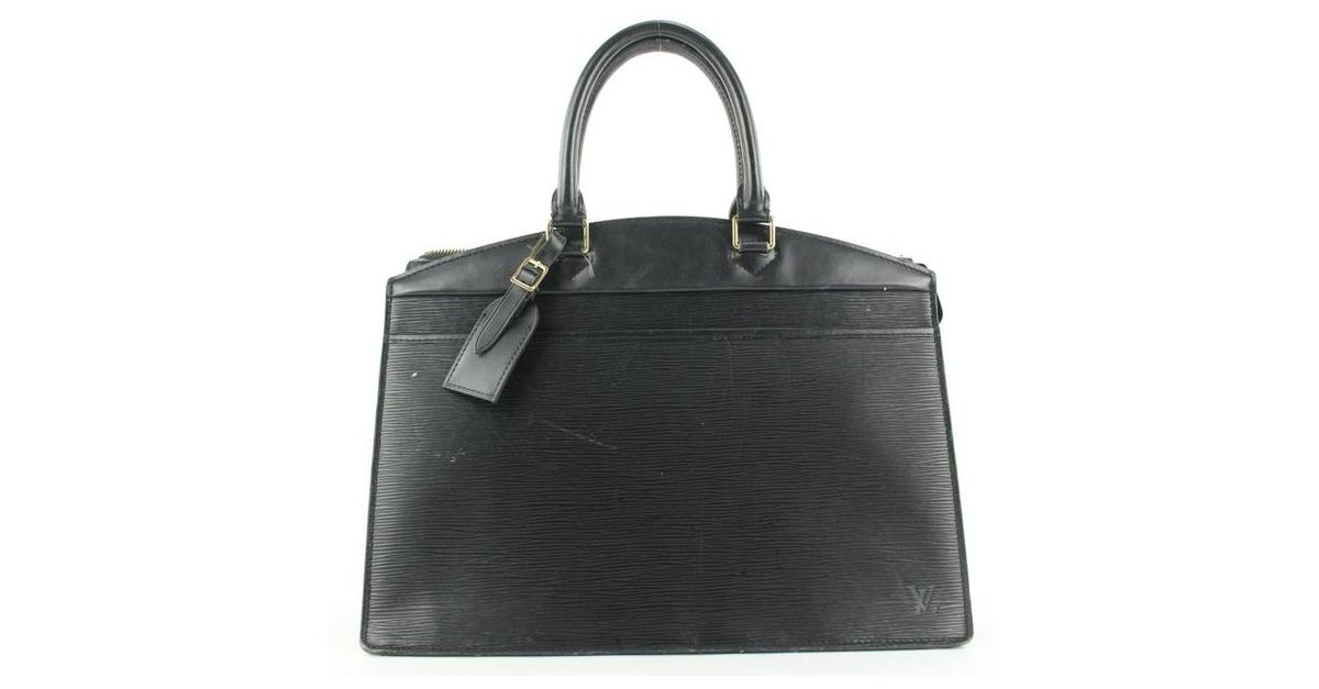 Louis Vuitton Black EPI Leather Noir Riviera Vanity Tote Bag W Luggage Tag 33lvs121