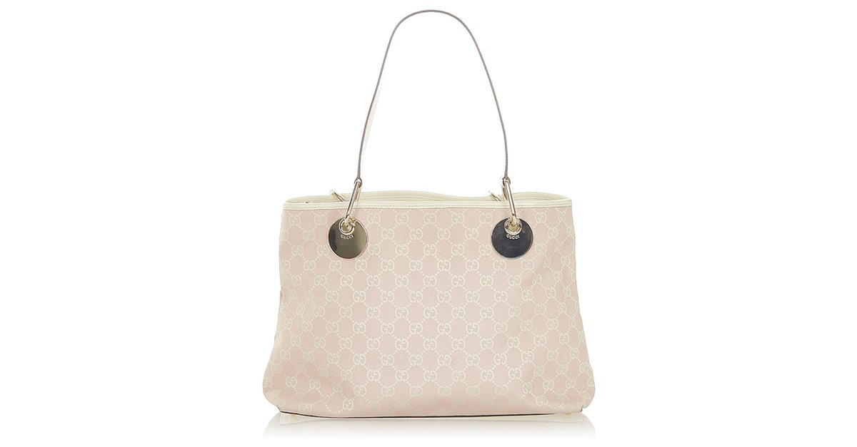 Gucci Pink GG Canvas Eclipse Tote Bag White Cream Leather Cloth Pony-style  calfskin Cloth ref.526128 - Joli Closet