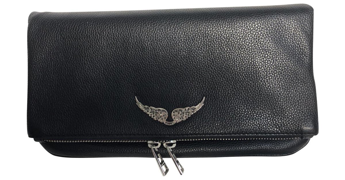 Zadig & Voltaire Zadig and Voltaire Initial La Clutch Black Leather  ref.322514 - Joli Closet