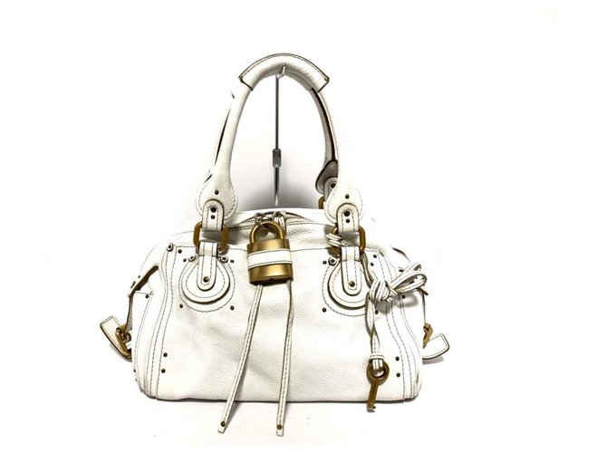 Chloé Paddington Bag White Chloe Paddington Handbag Shoulder Bag White Padlock Leather