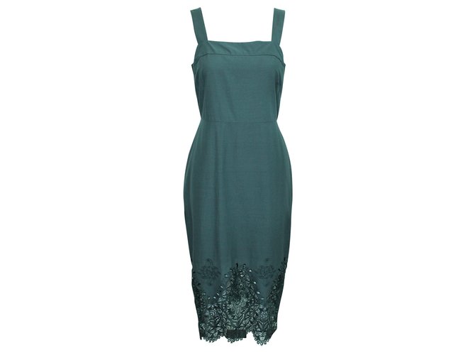 Dolce & Gabbana Dark Green Dress with Embroidery (Sold) - Joli Closet