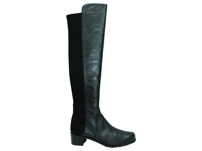 Bottes Stuart Weitzman Taille 38 - Cuir Noir - Occasion Très Bon État