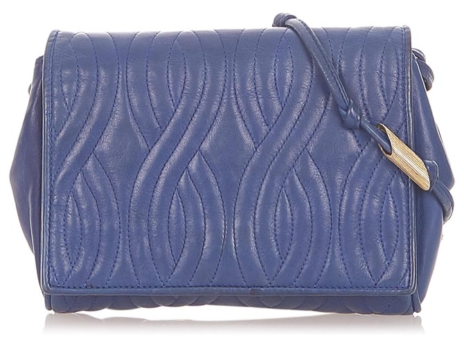 Fendi Blue Pasta Leather Crossbody Bag Pony-style calfskin