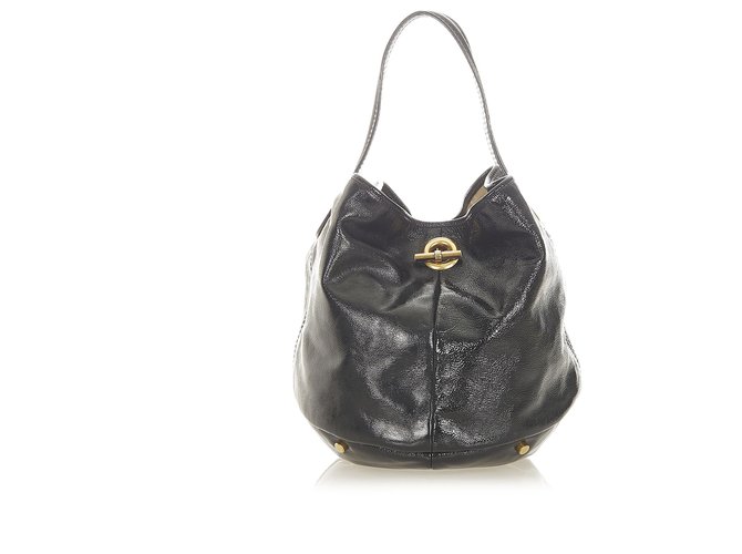 Yves Saint Laurent YSL Black Capri Patent Leather Bucket Bag