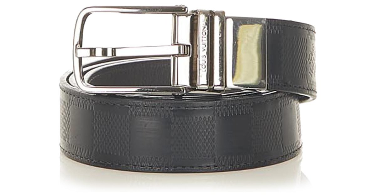 Louis Vuitton Blue Damier Infini Belt Silvery Leather Metal Pony-style  calfskin ref.304315 - Joli Closet