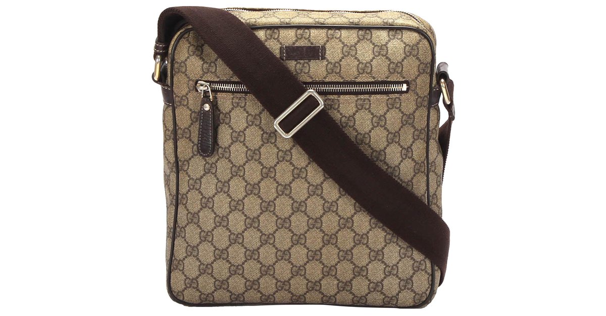 Gucci Brown GG Supreme Shoulder Bag Beige Leather Cloth Pony-style calfskin  Cloth ref.956275 - Joli Closet
