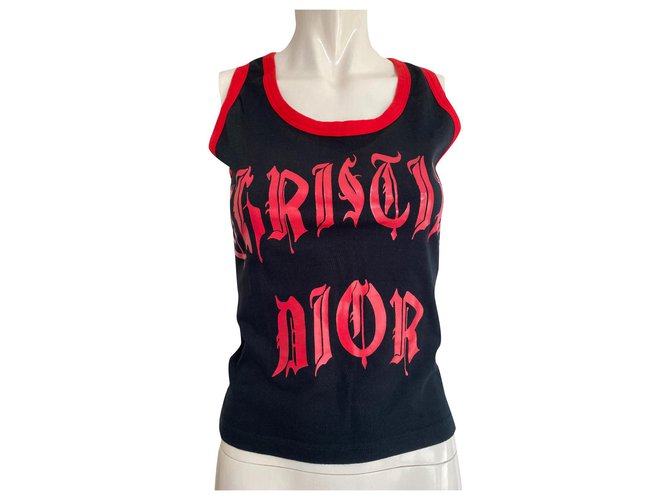 Dior gothic top / tank top Galliano black and red tank top Cotton