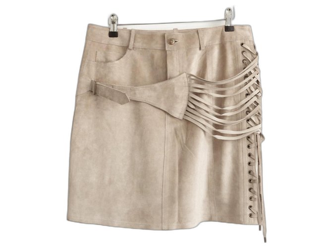 スカート Christian Dior Galliano Leather Skirt Vtg Christian Dior By John Galliano AW2003 Belted Red