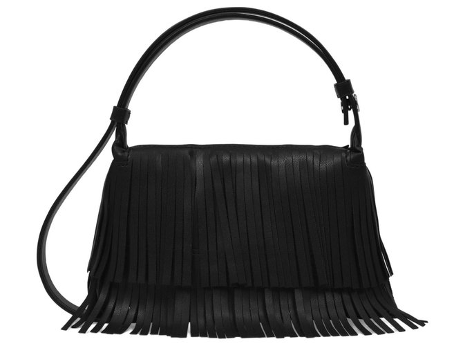 Simon Miller Mini Puffin Fringe Bag In Black Vegan Leather Simon Miller Mini Puffin Fringe Bag In Black Vegan Leather