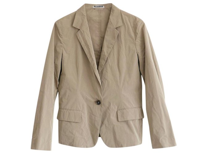 Jil Sander Vintage Crinkle Nylon Jacket Beige Polyester ref