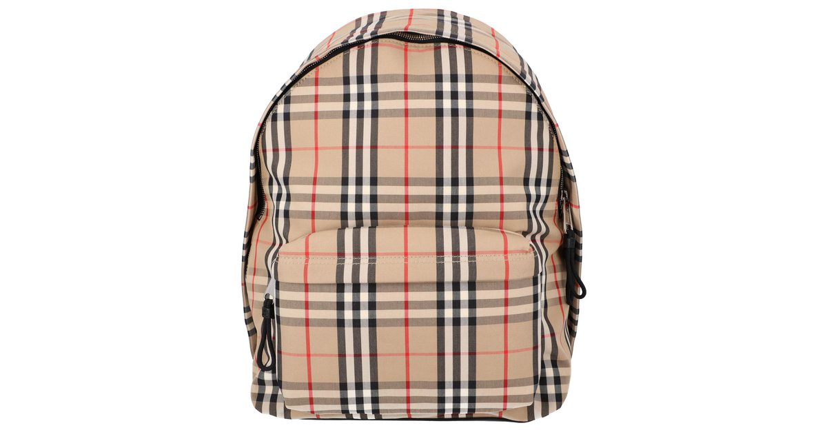 Burberry Vintage Check Nylon Backpack for Men Brown Polyamide  -  Joli Closet