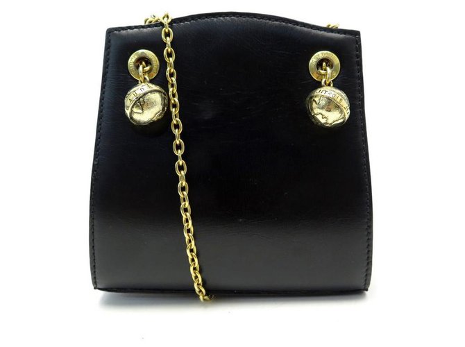 JEAN CLAUDE JITROIS HANDBAG IN BLACK LEATHER AND GOLD METAL 