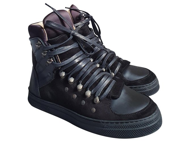 Jean Paul Gaultier Sneakers Black Suede Leather ref.312653 - Joli