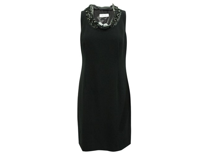 Moschino Black Dress with Faux Pearls Embellishments at
