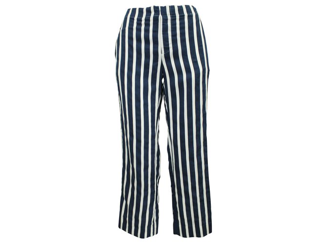 Sandro Pantalon rayé bleu et blanc Viscose Fibre de cellulose ref