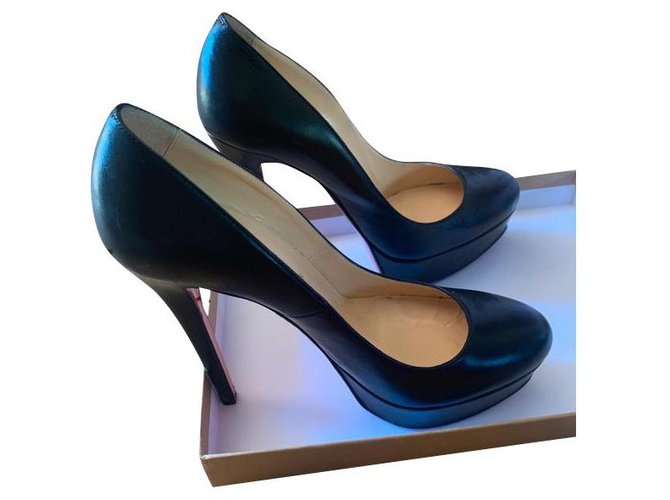 Christian Louboutin Bianca 140 Kid Pumps Black Leather 38 ref