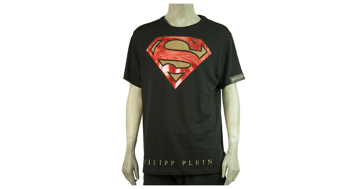 calcium Promoten noot Philipp Plein & DC Comics Black Superman Short Sleeve T-Shirt Top - Size  3XL Cotton ref.314986 - Joli Closet