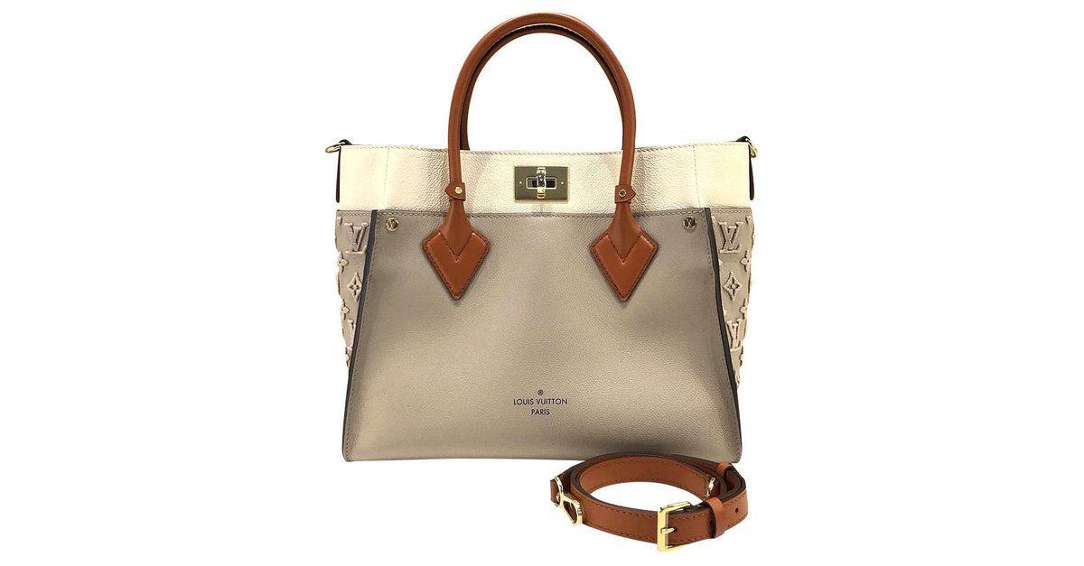 Louis Vuitton Beige Mahina Lather On My Side MM Tote Bag Louis Vuitton
