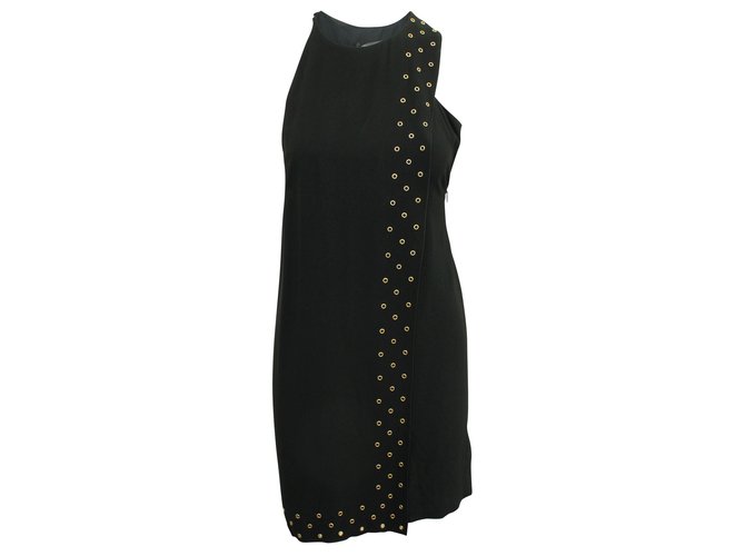 Versace Black Dress with Golden Eyelets Acetate ref.316683 - Joli Closet