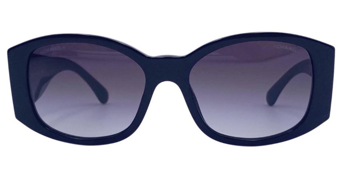 Chanel Oval sunglasses 2021 Black Acetate ref.318770 - Joli Closet