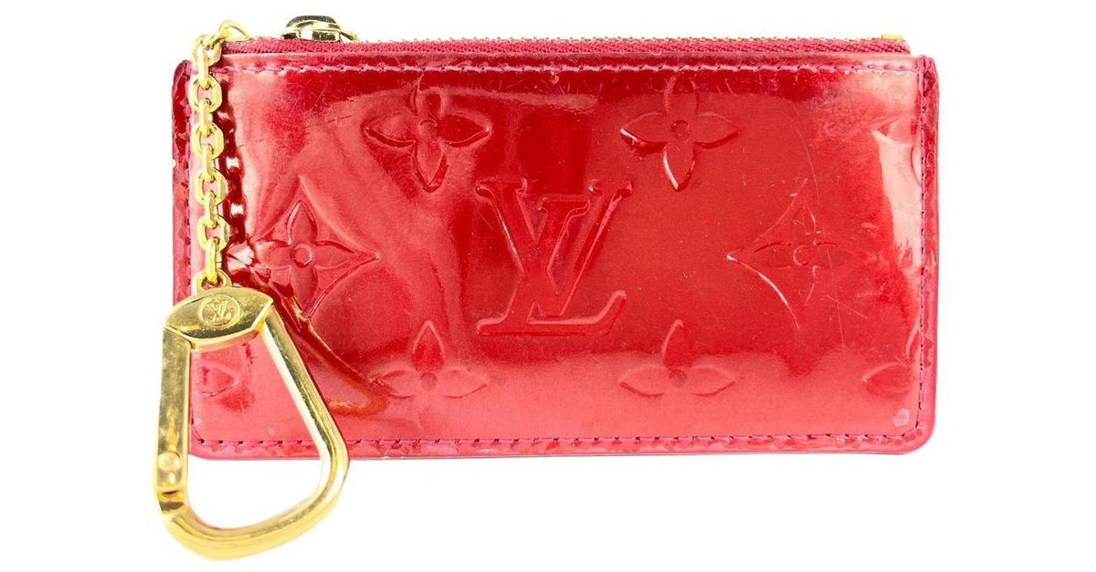 Louis Vuitton Dark Red Monogram Vernis Pochette Cles Key Pouch 862996