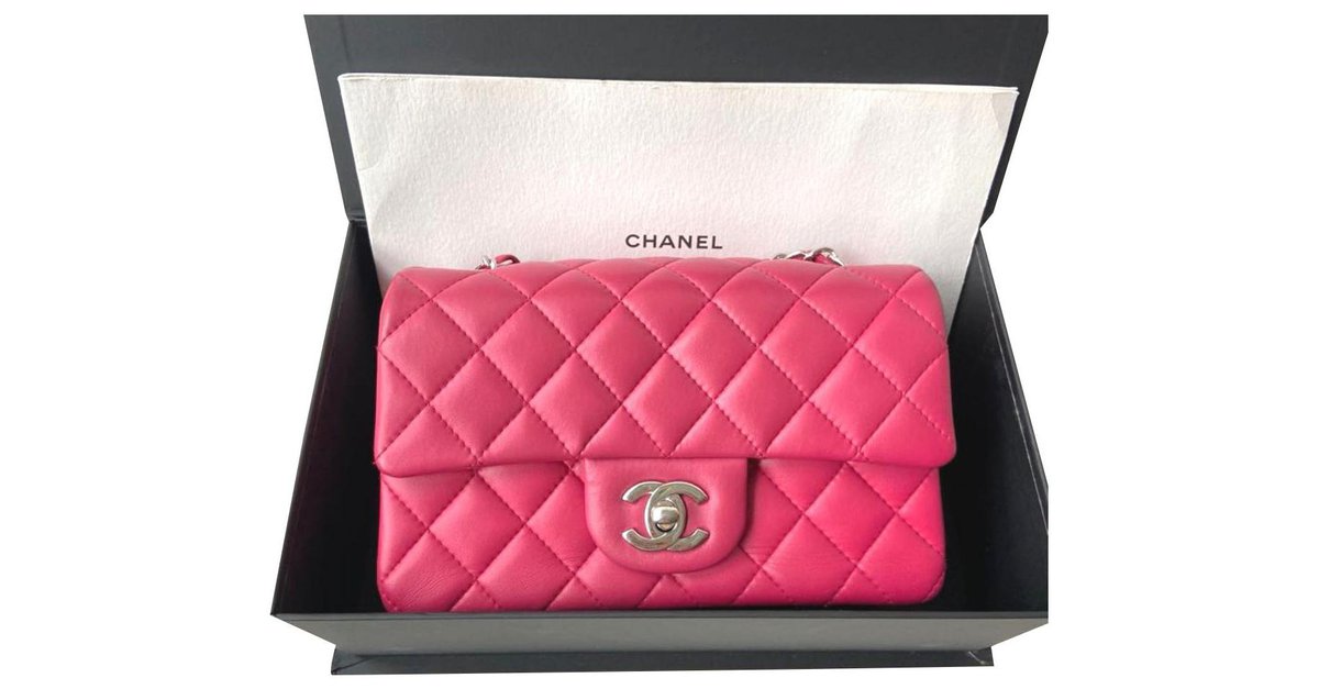 Chanel Pink lambskin mini Timeless Classic flap bag Leather ref