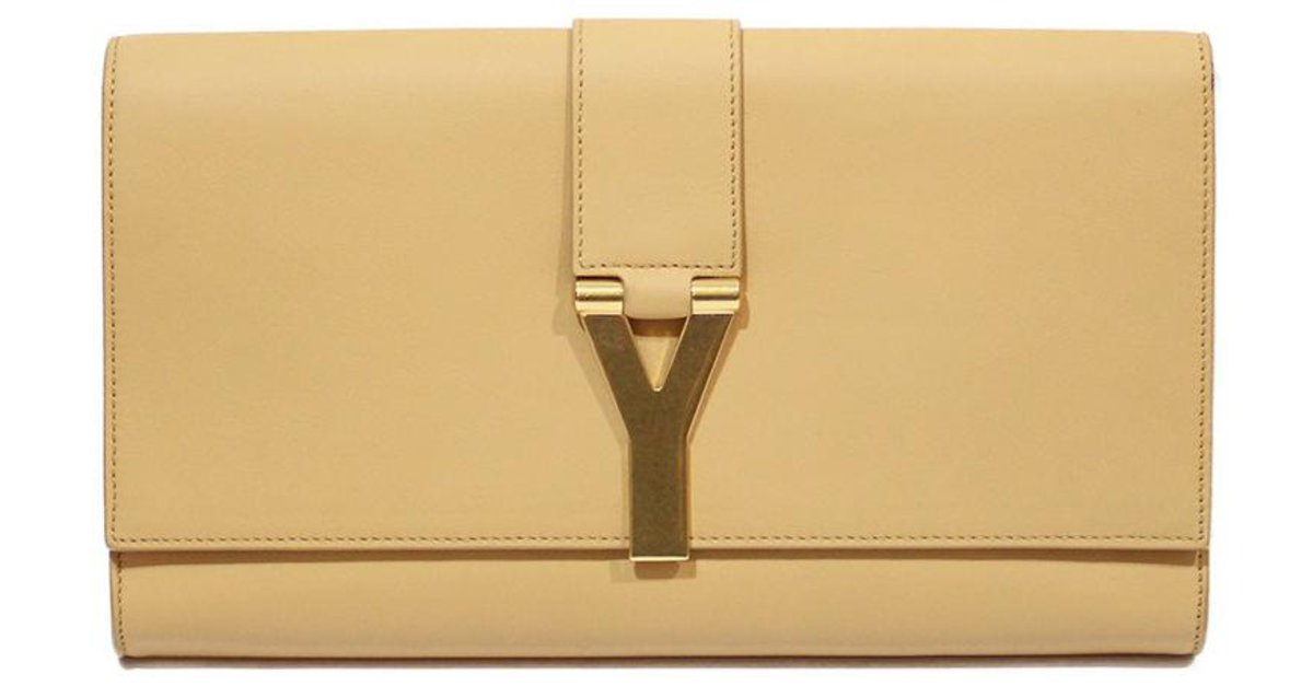 Yves Saint Laurent SAINT LAURENT FLAP POUCH Beige Leather ref.320157 ...